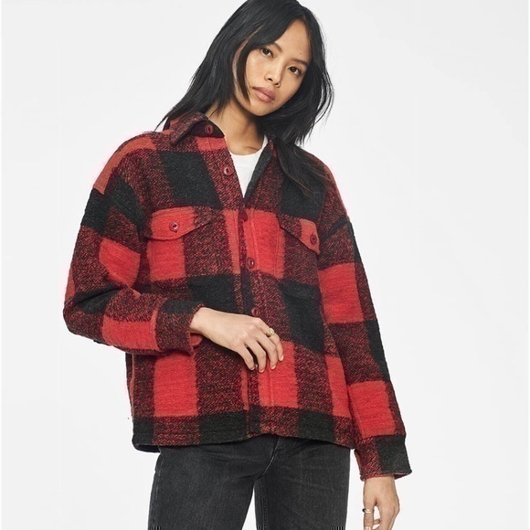 Anine Bing Red and Black Plaid Jacket - Picture 1 of 7